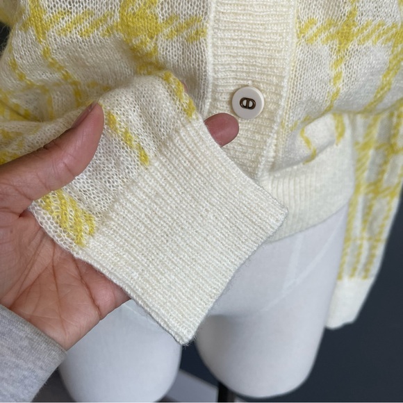 Christian Dior 2021 Wool Yellow and White Plaid Check Cardigan - Picture 5 of 9